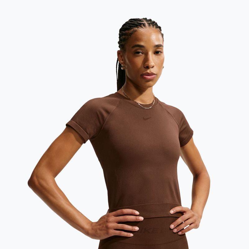 Damen-Trainingsshirt Nike Pro Seamless Dri-Fit SS cacao wow 4