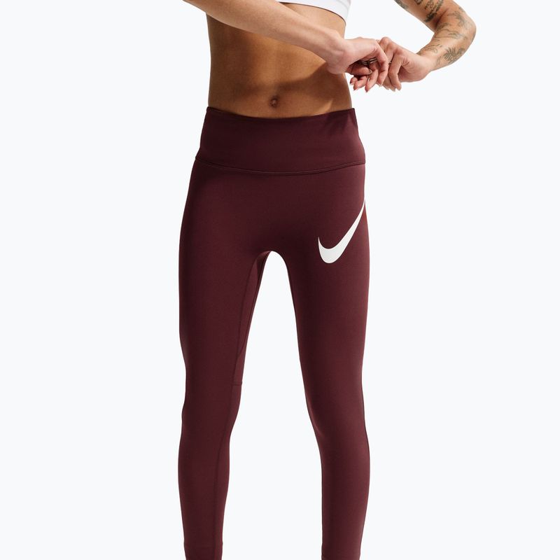 Damenlaufleggings Nike Tempo Swoosh Run High-Waisted 7/8 mystic dates/white 5
