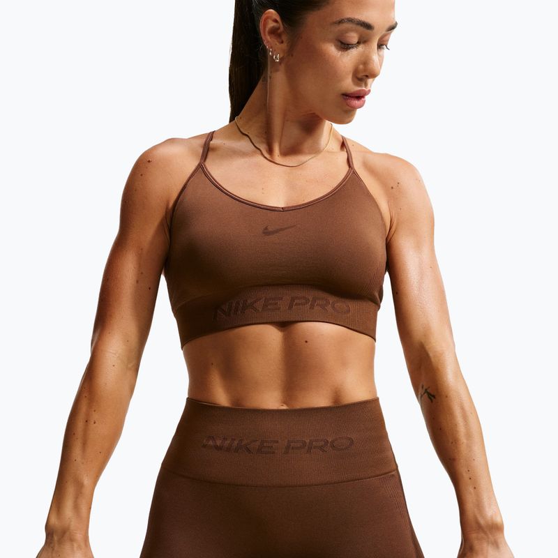 Damen-Sport-BH Nike Pro Seamless Light Support Sports Bra cacao wow