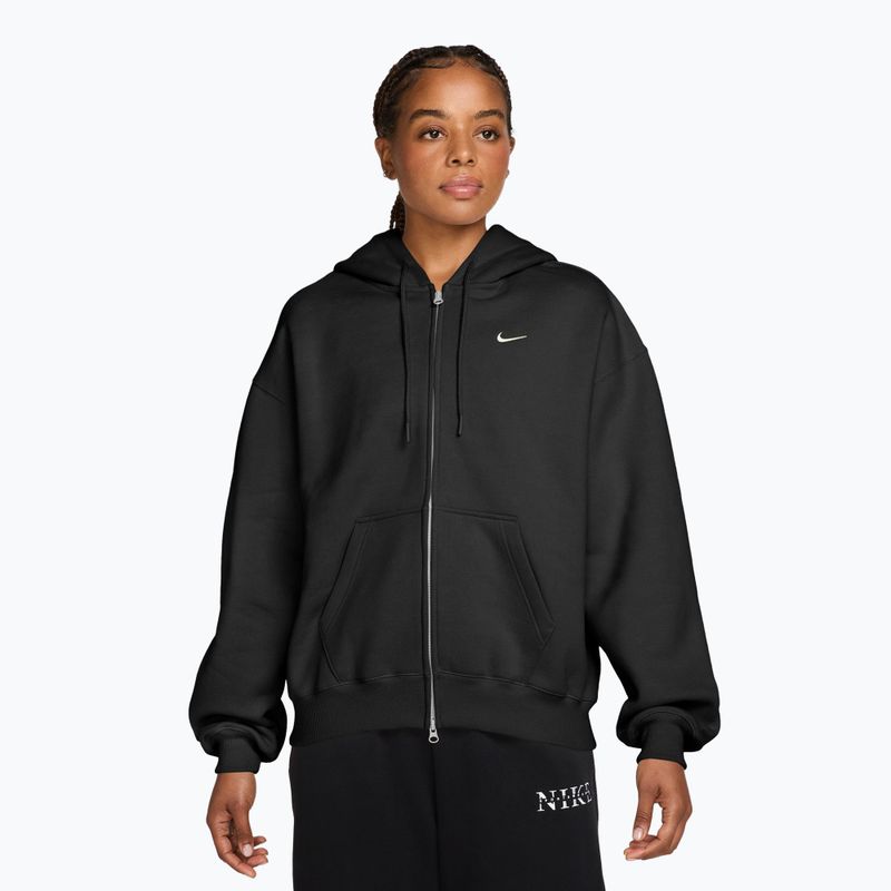 Damenpullover Nike Studio Fleece Medium Weight Oversized Full Zip total black/sail