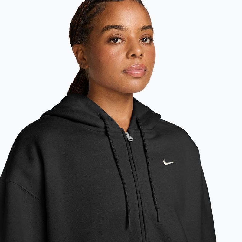 Damenpullover Nike Studio Fleece Medium Weight Oversized Full Zip total black/sail 3