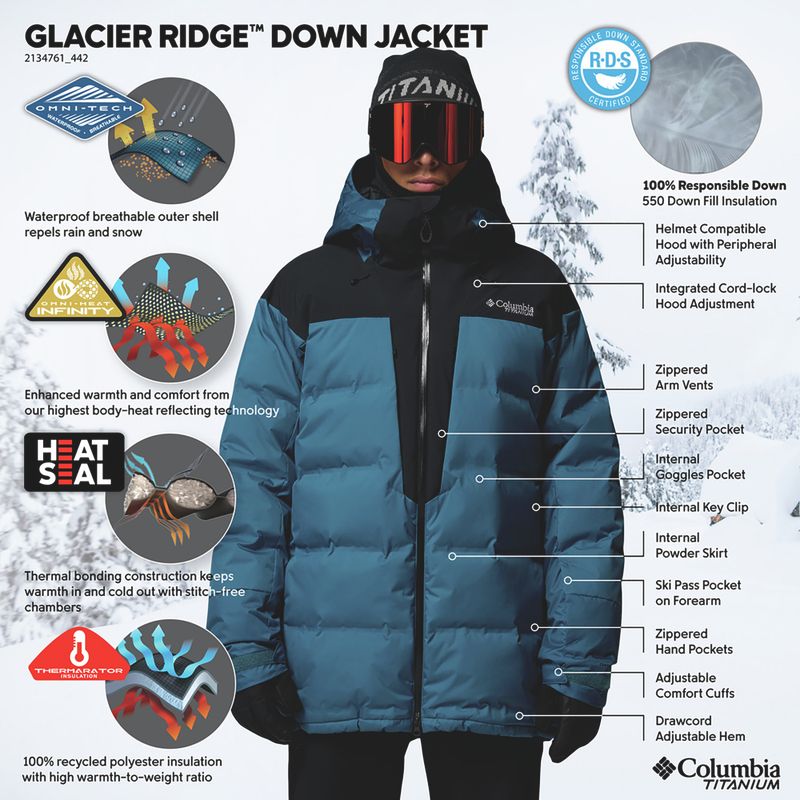Herren-Skijacke Columbia Glacier Ridge Down phoenix blue/black 15
