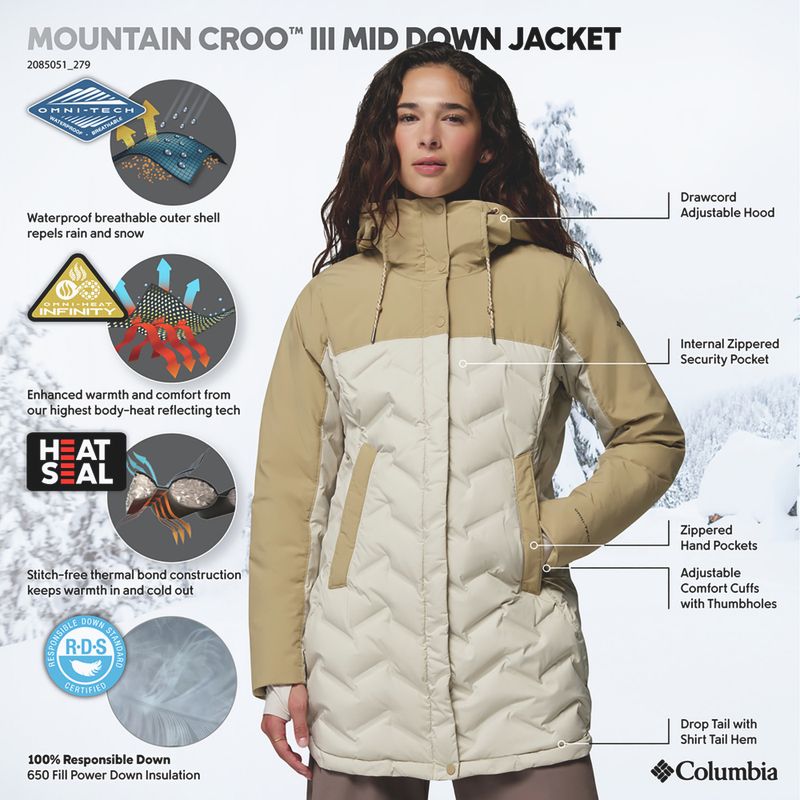 Damen-Daunenjacke Columbia Mountain Croo III Mid Down dark stone/beach 11