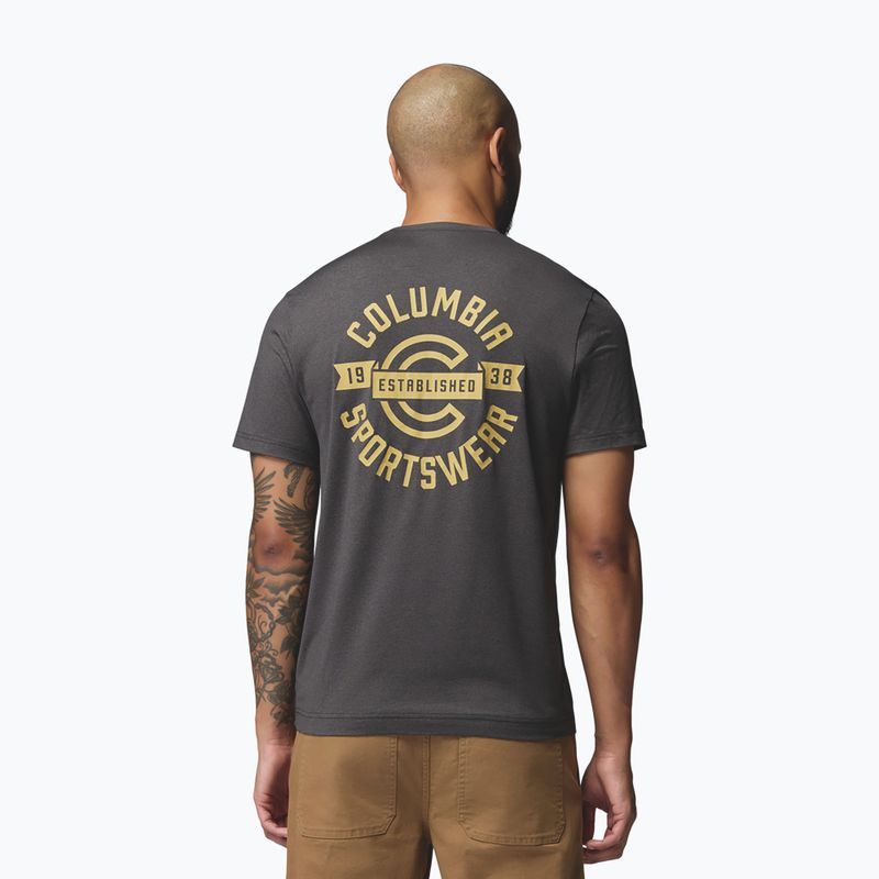 Herren-Shirt Columbia Parsons Point SS Back Graphic Tee black heather blocky banner button 3