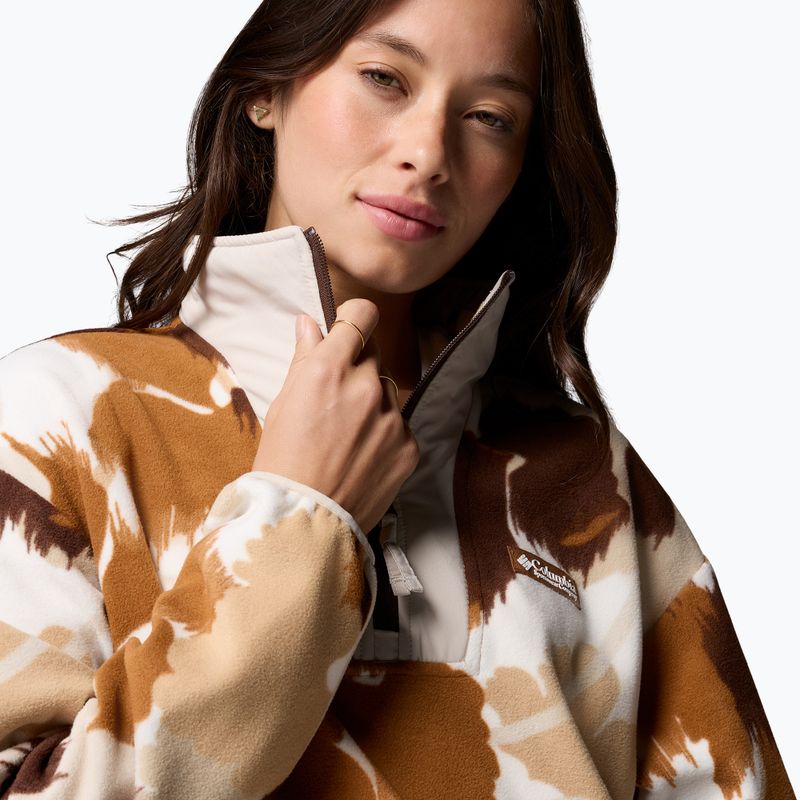 Fleecejacke für Damen Columbia Sequoia Grove II Printed Half Zip camel brown ikatbloom 5