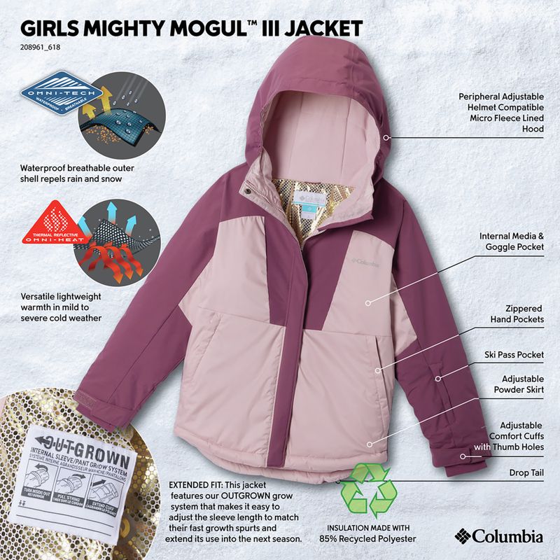 Kinder-Skijacke Columbia Mighty Mogul III mineral pink/antique mauve 4