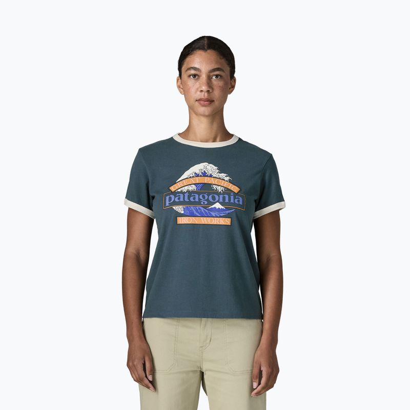Damen-T-Shirt Patagonia Great Waves Ringer Tee summit blue