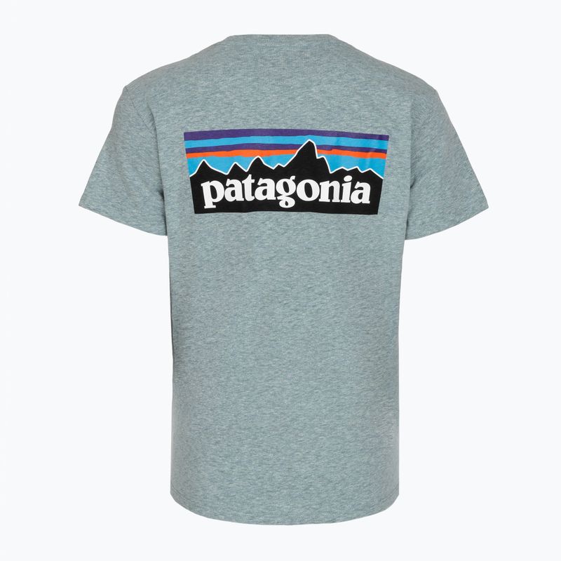 Damen-T-Shirt Patagonia P-6 Logo Responsibili-Tee blue sage 2
