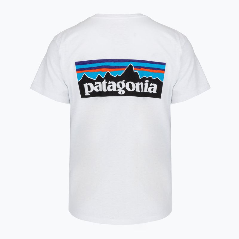 Damen-T-Shirt Patagonia P-6 Logo Responsibili-Tee fiber white 2