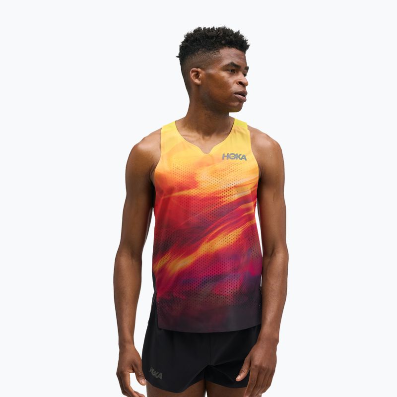 Herren-Laufshirt HOKA Race Day Singlet TR Print hoka citrus 4