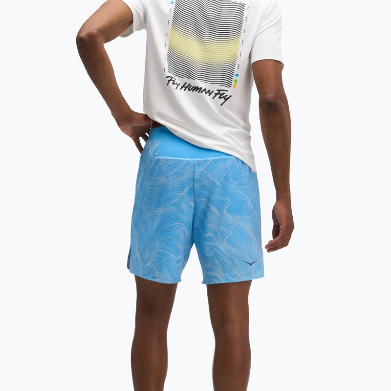 Herren-Laufshorts HOKA Glide Short 7" CLF PRT mineral blue 3
