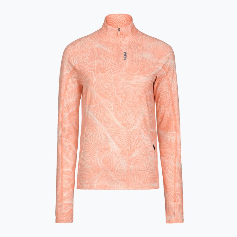 Laufpullover für Damen HOKA Skyform Half Zip CLF PRT sunstone print