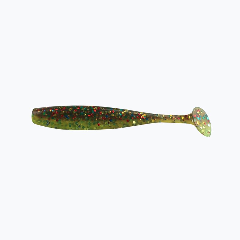Relax Bass 2.5 Laminierter Gummiköder 4tlg. Motoröl-Multi Glitter Chartreuse-Silber Glitter BAS25