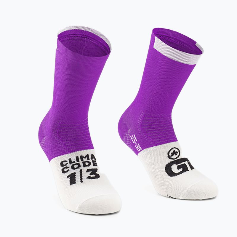 ASSOS GT C2 Radsocken lila und weiß P13.60.700.4B 4