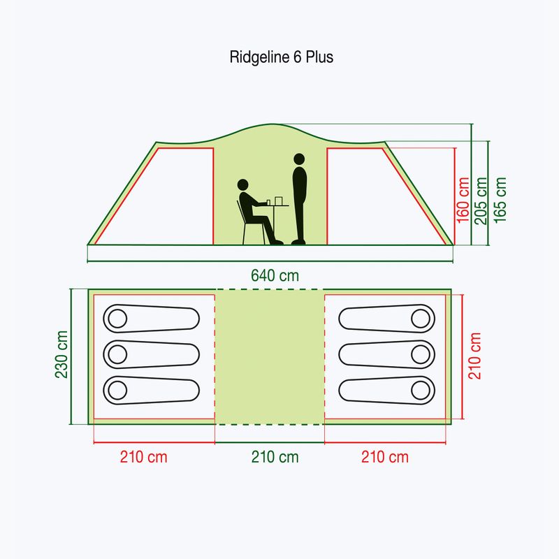Coleman Ridgeline 6 Plus grün 6-Personen-Campingzelt 2000038891 2