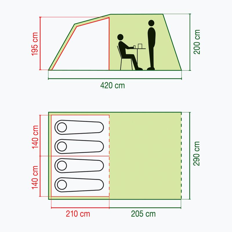 Coleman Coastline 4 Deluxe grün 4-Personen-Campingzelt 2
