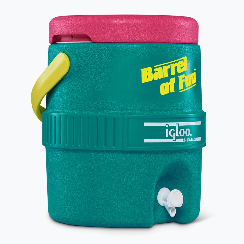 Igloo Retro Barrel Of Fun 2 Gallon 7,6 Liter dunkles Jade/Bold Magenta/Livewire Yellow Wassertank 2