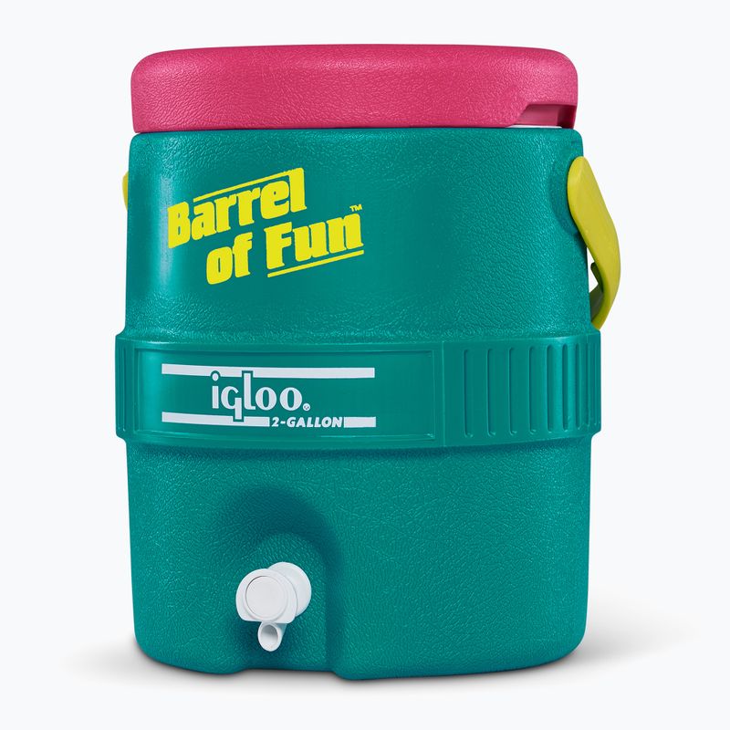 Igloo Retro Barrel Of Fun 2 Gallon 7,6 Liter dunkles Jade/Bold Magenta/Livewire Yellow Wassertank 3
