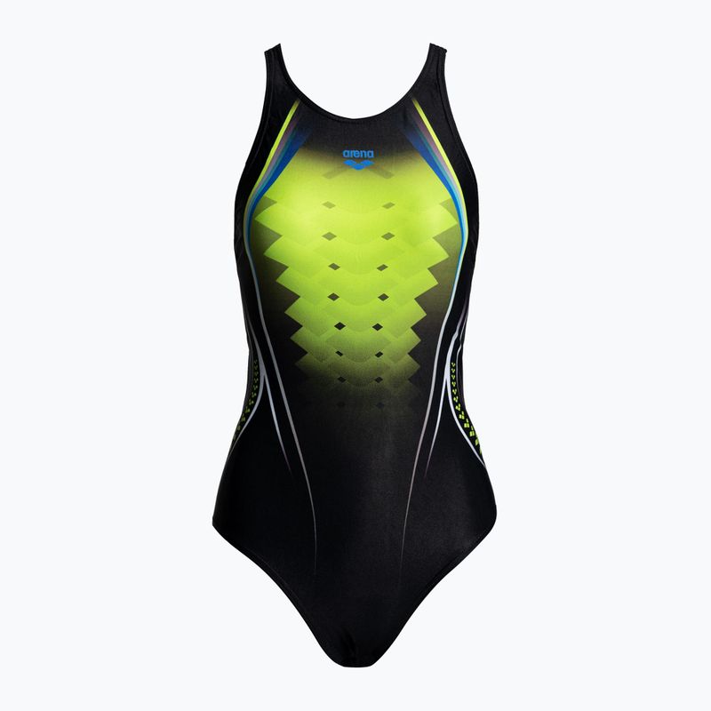 Einteiliger Badeanzug Damen arena One Placed Print One Piece schwarz-gelb 1191