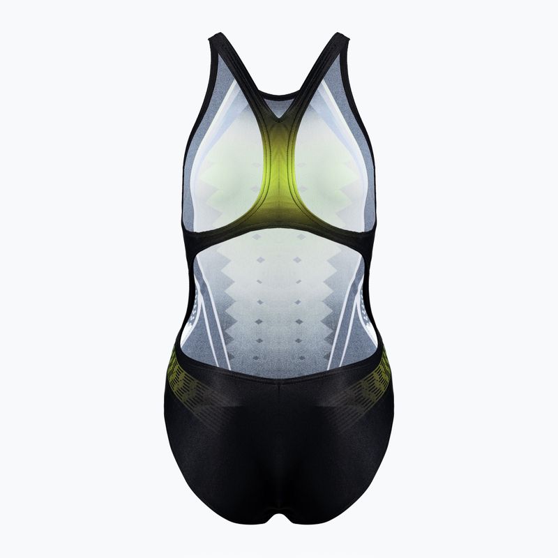 Einteiliger Badeanzug Damen arena One Placed Print One Piece schwarz-gelb 1191 2