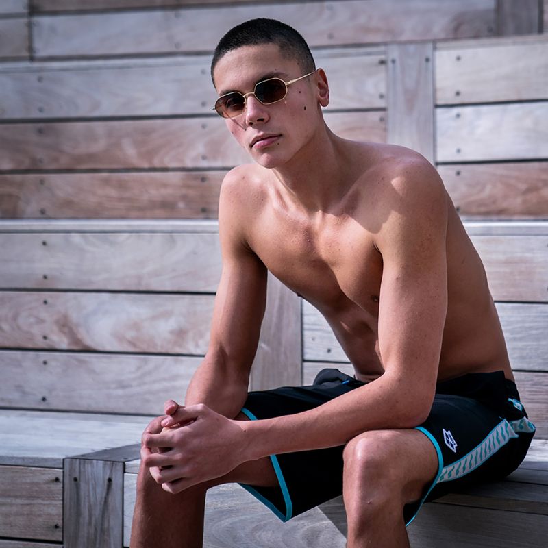 Herren Badehose arena Icons Team Stripe Bermuda Logo schwarz 5652/518 10