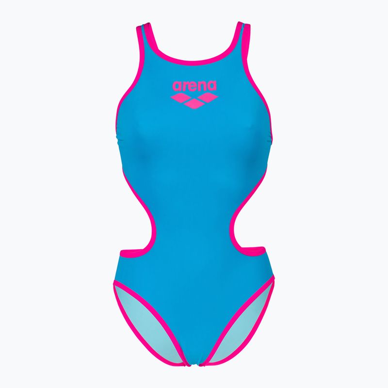 Einteiliger Damen-Badeanzug arena One Biglogo One Piece türkis/fluo pink