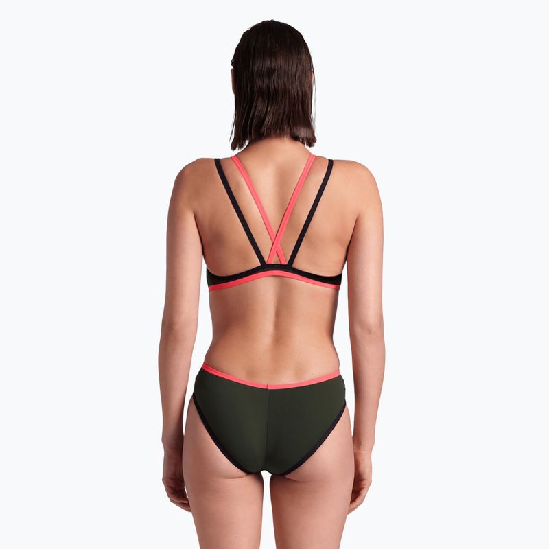 Einteiliger Damen-Badeanzug arena One Double Cross Back One Piece dark sage/black/fluo red 6