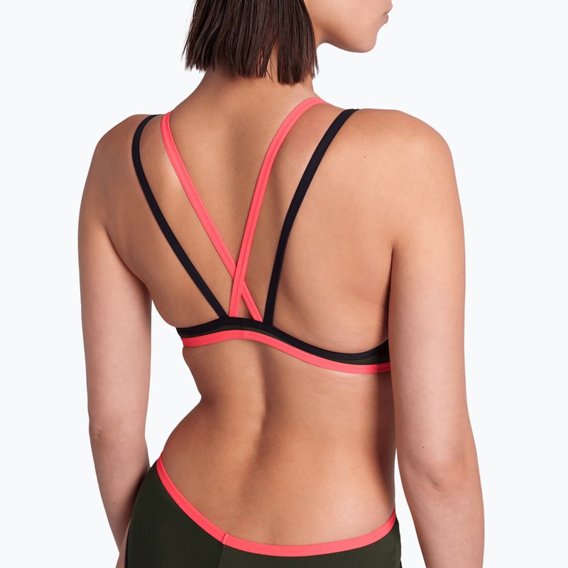 Einteiliger Damen-Badeanzug arena One Double Cross Back One Piece dark sage/black/fluo red 8