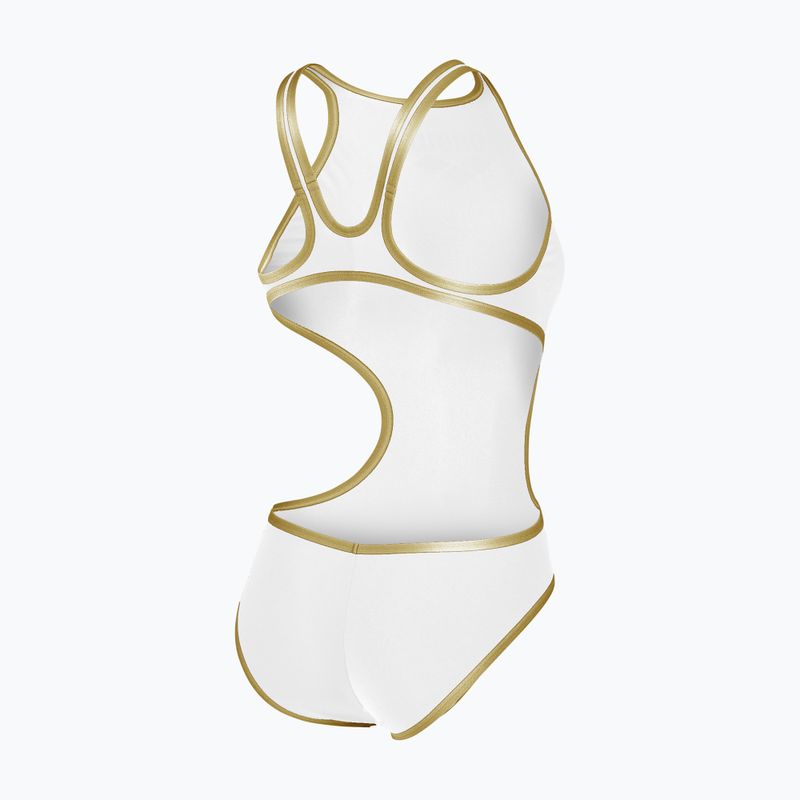 Damen-Einteiler Badeanzug Arena One Biglogo One Piece white/gold 5