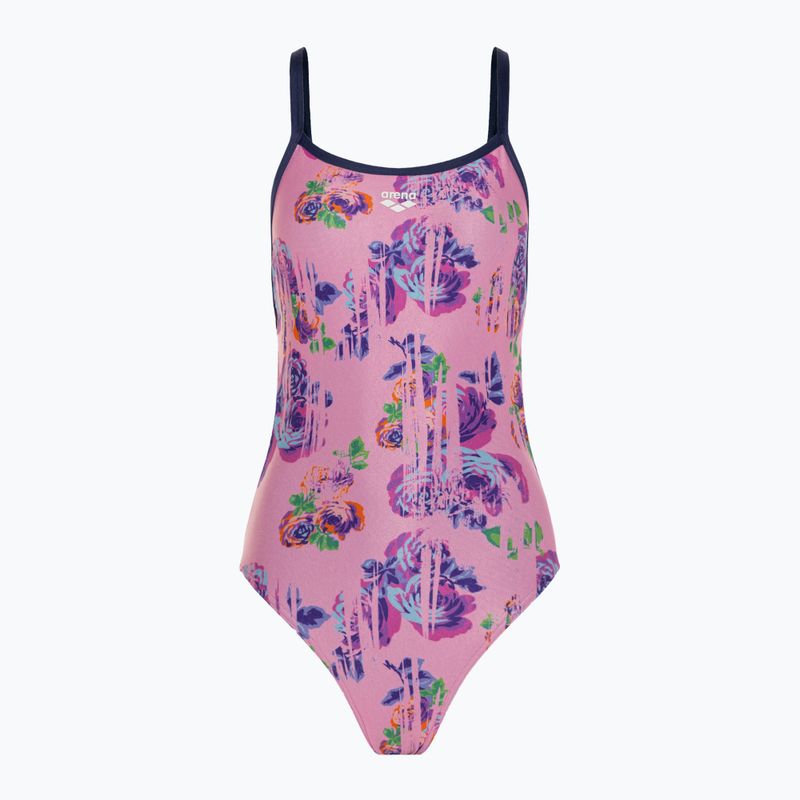 Einteiliger Damen-Badeanzug arena Rose Texture Swimsuit Xcross Back multi pink/navy