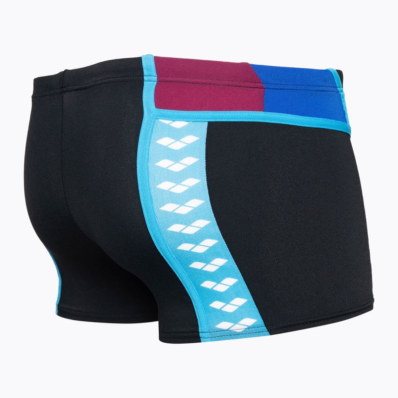 Men's arena Icons Swim Short Panel Boxershorts schwarz/neonblau/rot fandango/türkis