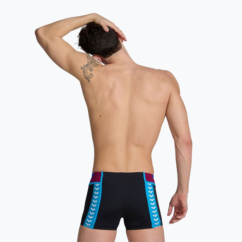 Men's arena Icons Swim Short Panel Boxershorts schwarz/neonblau/rot fandango/türkis