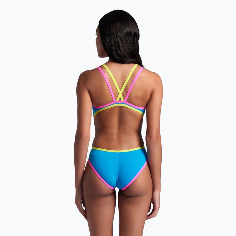 Einteiliger Badeanzug arena One Double Cross Back One Piece türkis/fluo pink/soft green für Damen 8