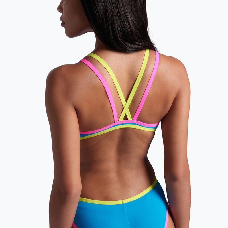 Einteiliger Badeanzug arena One Double Cross Back One Piece türkis/fluo pink/soft green für Damen 10
