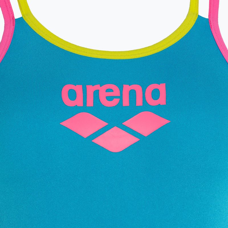 Einteiliger Badeanzug arena One Double Cross Back One Piece türkis/fluo pink/soft green für Damen 3