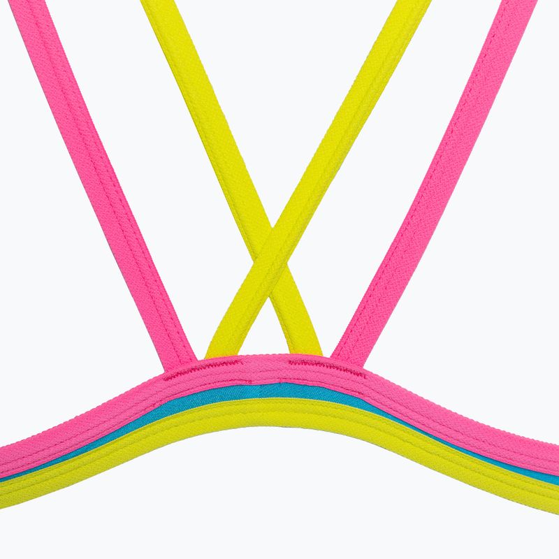 Einteiliger Badeanzug arena One Double Cross Back One Piece türkis/fluo pink/soft green für Damen 5