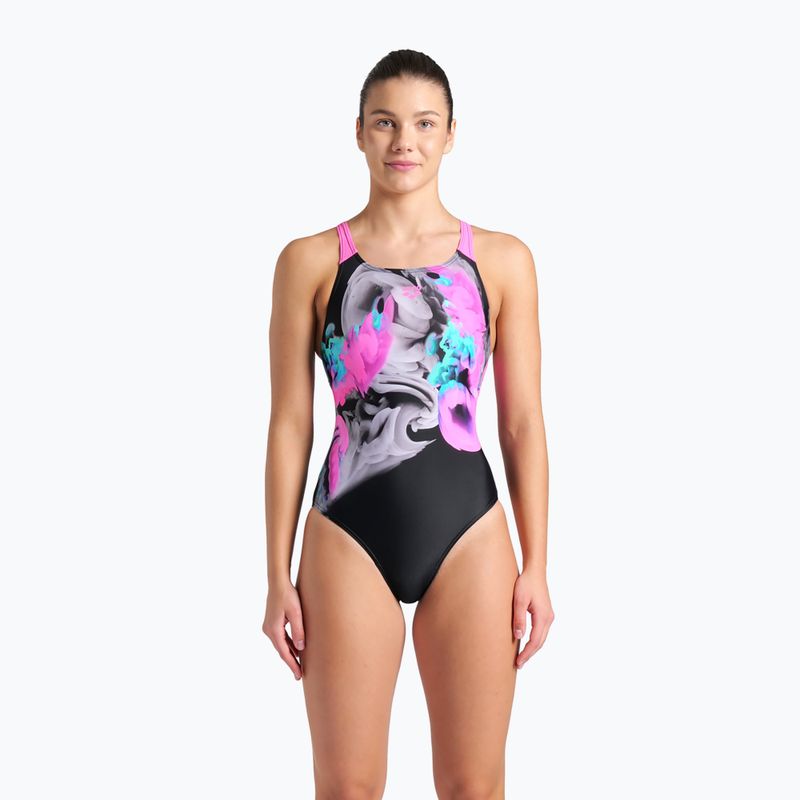 Badeanzug Damen arena Imaginary Swim Pro Back black/shocking pink/multi 5