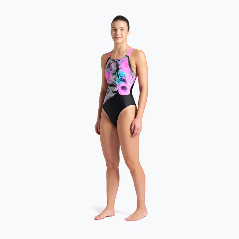 Badeanzug Damen arena Imaginary Swim Pro Back black/shocking pink/multi 6
