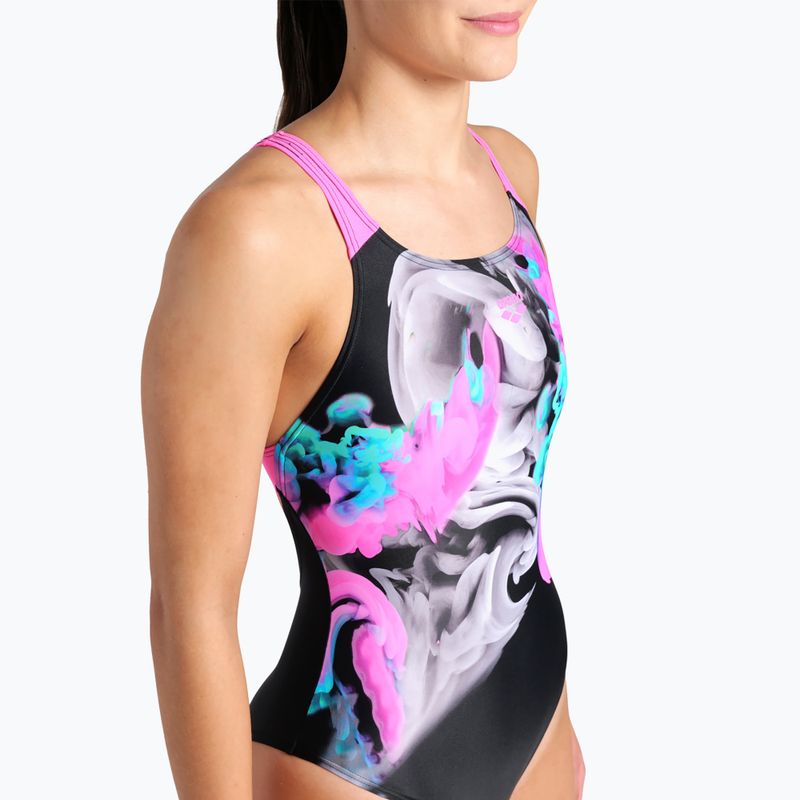 Badeanzug Damen arena Imaginary Swim Pro Back black/shocking pink/multi 8