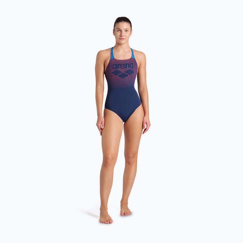 Badeanzug Damen arena Foggy Dots Swim Pro Back navy / blue cosmo 5