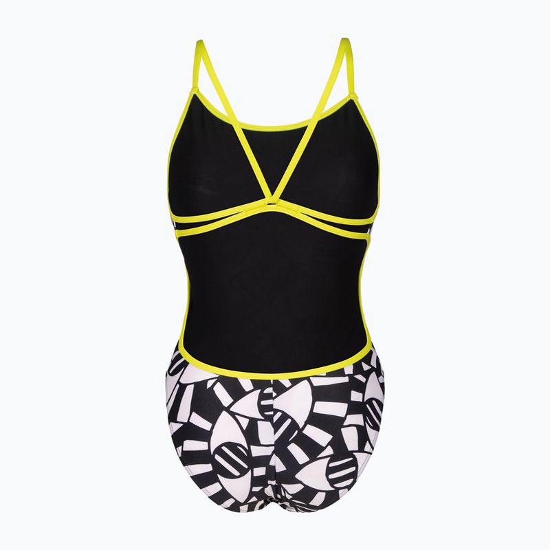 Badeanzug Damen arena Open Your Eyes Lace Back black multi/soft green 2