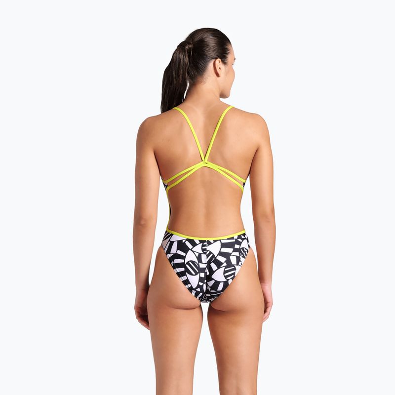 Badeanzug Damen arena Open Your Eyes Lace Back black multi/soft green 7