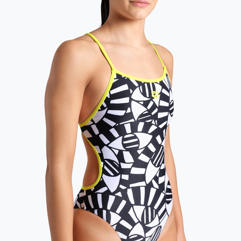 Badeanzug Damen arena Open Your Eyes Lace Back black multi/soft green 8