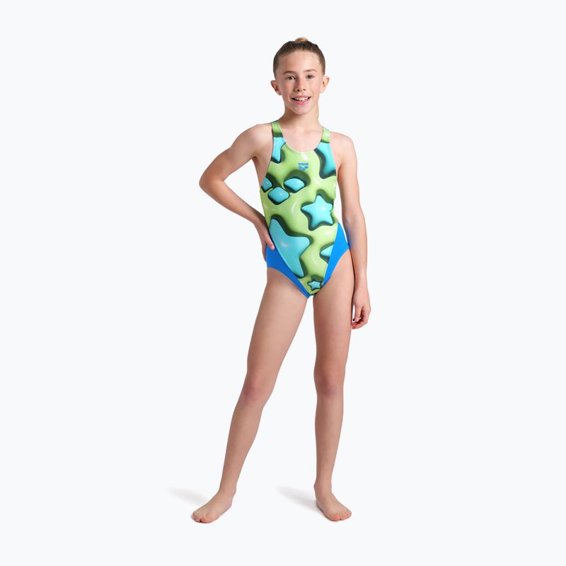 Badeanzug Kinder arena Star Shaped Swim Tech L blue river/soft green/multi 6