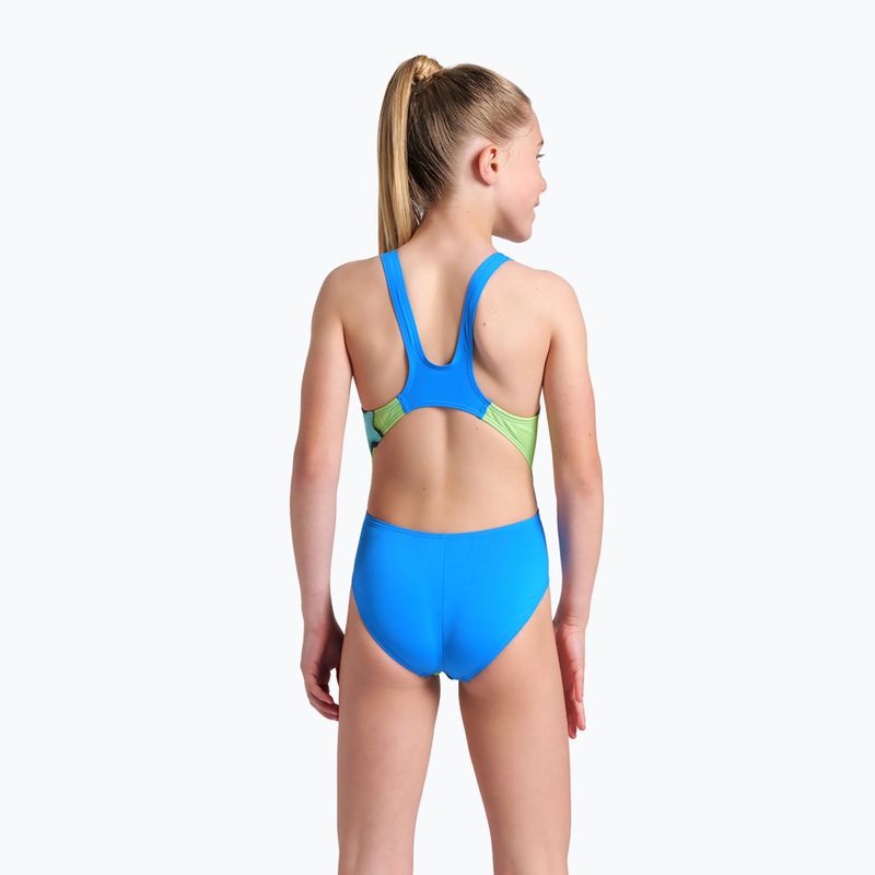 Badeanzug Kinder arena Star Shaped Swim Tech L blue river/soft green/multi 7