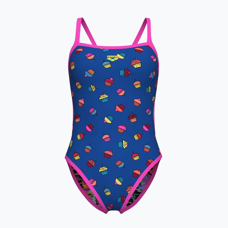 Badeanzug Damen arena Reversible Swimsuit Challenge Back royal multi/shocking pink