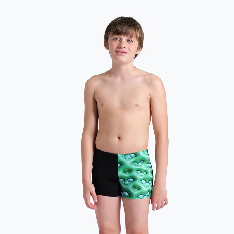 Kinderschwimmboxer arena Foam Swim Short schwarz/soft green multi