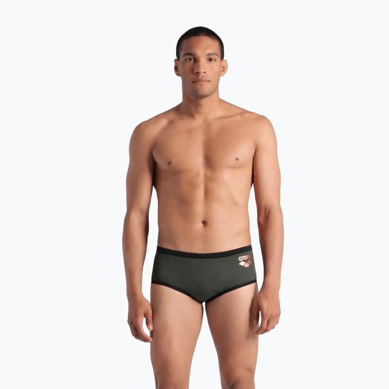 Herren Schwimm-Boxershorts arena One Low Waist Short Big Logo dark sage/black