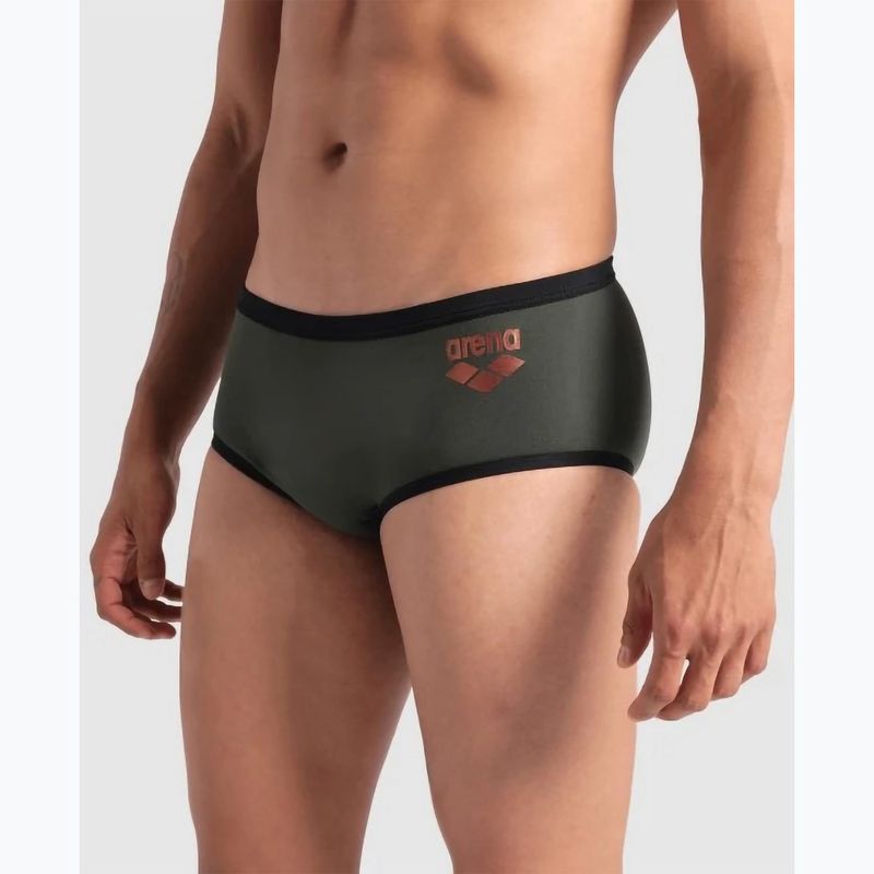 Herren Schwimm-Boxershorts arena One Low Waist Short Big Logo dark sage/black