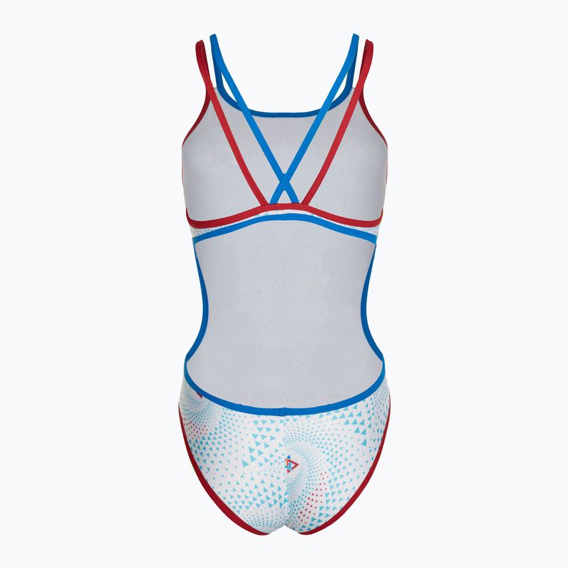 Einteiliger Damen-Badeanzug arena One Fireflow Double Cross rot/blau river/weiß multi 2